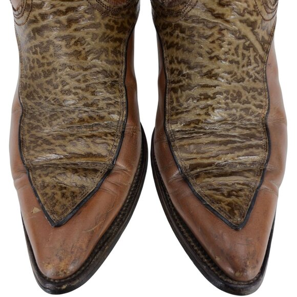 Vintage Nocona Boots Exotic Shark skin + Leather Diamond Patchwork Cowboy Men 9D - Picture 4 of 14